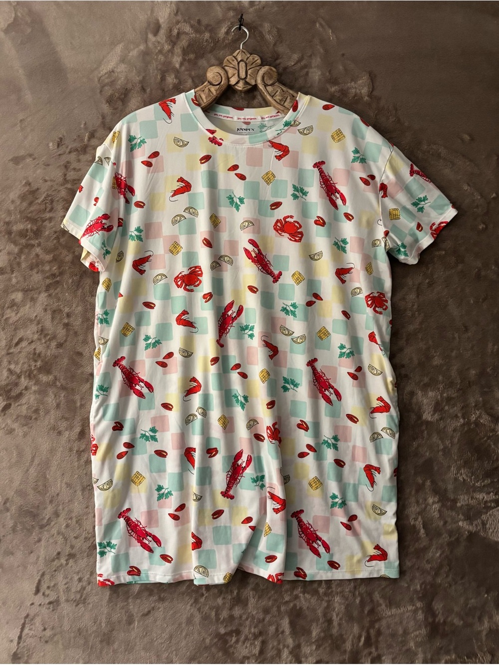 Joyspun Sleep Tee Women’s White Lobster-Print Size L-XL